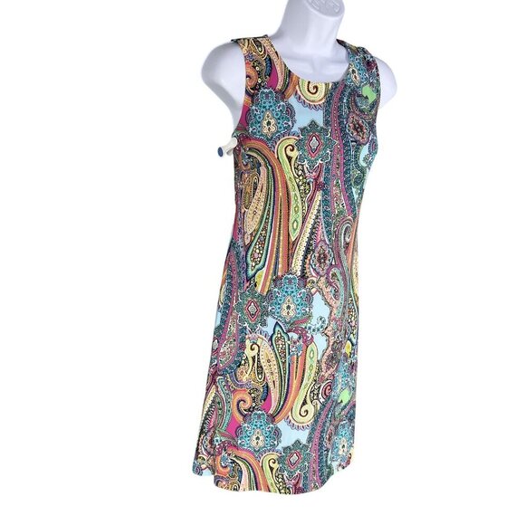 Tommy Hilfiger Womens 8 Psychedelic 70s Thyme Sleeveless Groovy Dress Stretchy - Picture 2 of 14